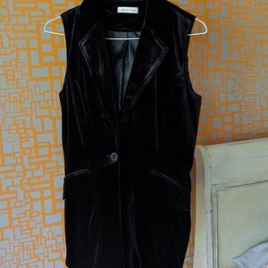 Long black velvet riding vest